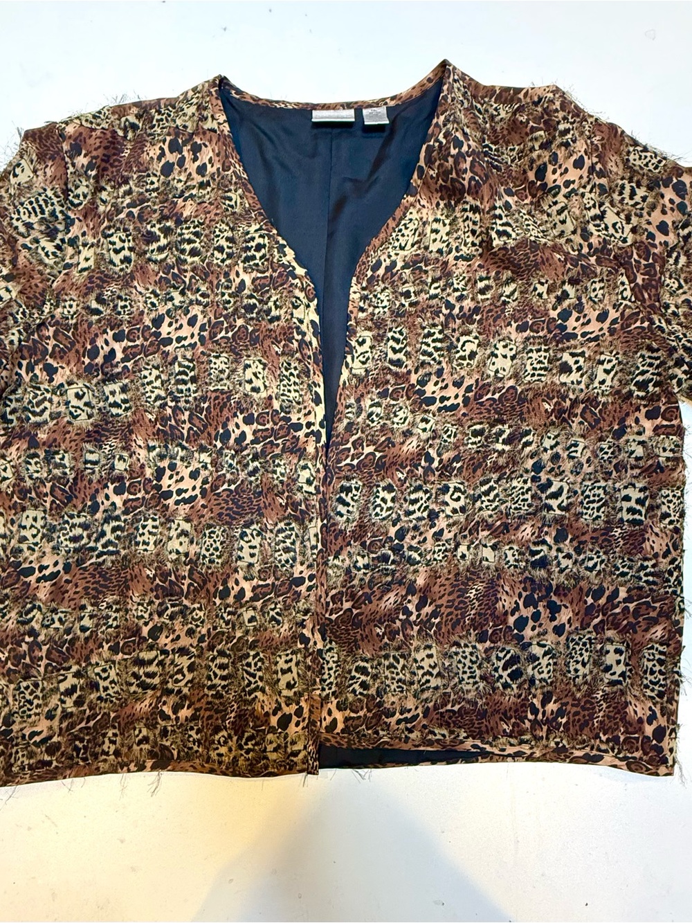 Chico's Animal Print Open Front Jacket in Brown and Tan see description